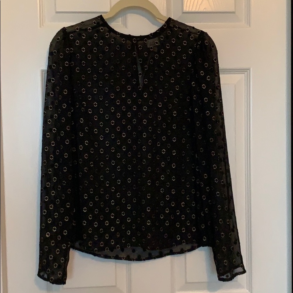 Black sheer top w/ gold detail